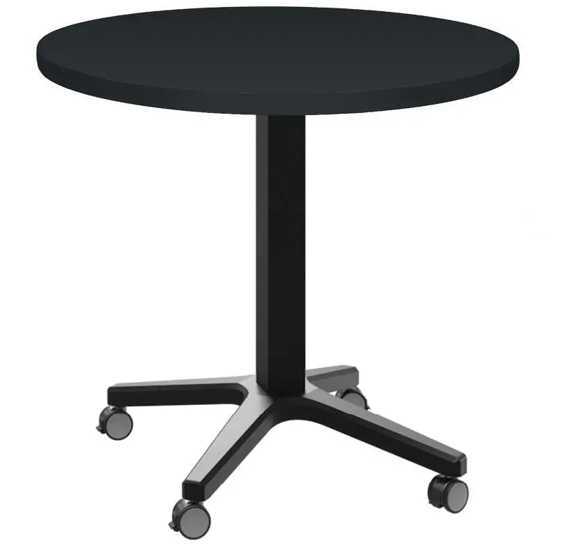 POC 500 - 3 stůl kulatý, deska pr.800 mm antracit (síla 25 mm), pojízdná centrální noha, podnož černá