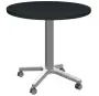 POC 500 - 3 stůl kulatý, deska pr.800 mm antracit (síla 25 mm), pojízdná centrální noha, podnož stříbrná