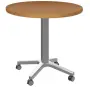 POC 500 - 3 stůl kulatý, deska pr.800 mm buk royal (síla 25 mm), pojízdná centrální noha, podnož stříbrná