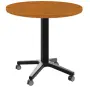 POC 500 - 3 stůl kulatý, deska pr.800 mm olše jantar (síla 25 mm), pojízdná centrální noha, podnož černá