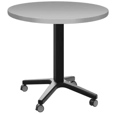 POC 500 - 3 stůl kulatý, deska pr.800 mm šedá (síla 25 mm), pojízdná centrální noha, podnož černá