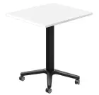 POC 500 - 6 stůl hranatý, deska 600 x 600 mm bílá (síla 25 mm), pojízdná centrální noha, podnož čern