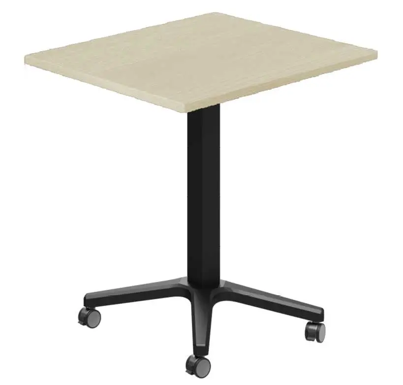 POC 500 - 6 stůl hranatý, deska 600 x 600 mm javor horský (síla 25 mm), pojízdná centrální noha, podnož černá