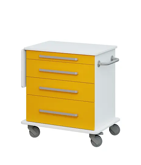 DEXTER 01 vozík asistenční, korpus a desky bílá / zásuvky žlutá odio