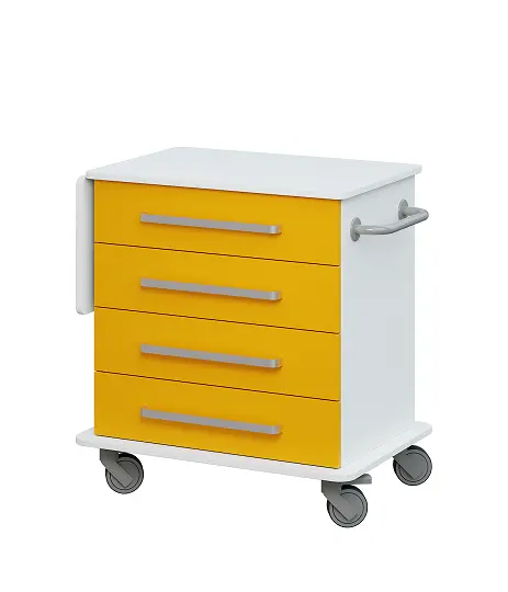 DEXTER 02 vozík asistenční, korpus a desky bílá / zásuvky žlutá odio