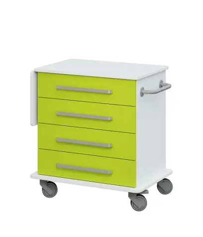 DEXTER 02 vozík asistenční, korpus a desky bílá / zásuvky jarní zeleň