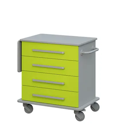 DEXTER 02 vozík asistenční, korpus a desky šedá / zásuvky jarní zeleň