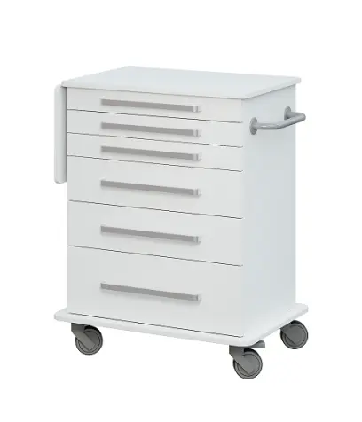 DEXTER 06 vozík asistenční, korpus a desky bílá / zásuvky bílá