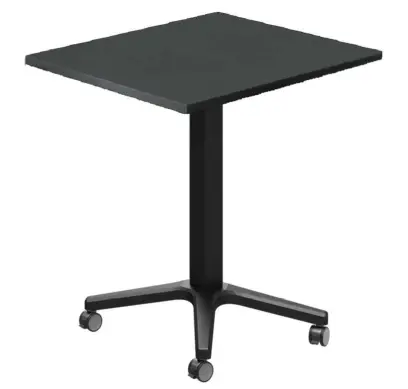 POC 500 - 7 stůl hranatý, deska 700 x 700 mm antracit (síla 25 mm), pojízdná centrální noha, podnož černá