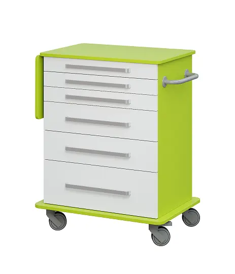 DEXTER 06 vozík asistenční, korpus a desky jarní zeleň / zásuvky bílá