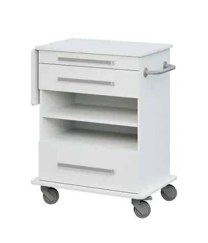 DEXTER 07 vozík asistenční, korpus a desky bílá / zásuvky, police bílá