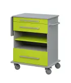 DEXTER 07 vozík asistenční, korpus a desky šedá / zásuvky, police jarní zeleň
