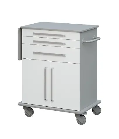 DEXTER 08 vozík asistenční, korpus a desky šedá / zásuvky, dveře bílá