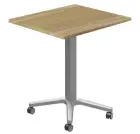 POC 500 - 7 stůl hranatý, deska 700 x 700 mm ořech světlý (síla 25 mm), pojízdná centrální noha, pod