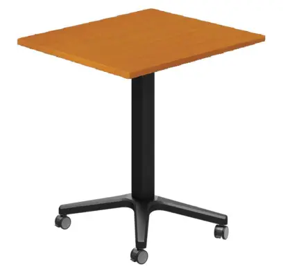 POC 500 - 7 stůl hranatý, deska 700 x 700 mm třešeň šumavská (síla 25 mm), pojízdná centrální noha, podnož černá