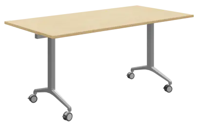 SLKP 160/80 pojízdný skládací stůl, nohy stříbrný lak, deska 25 mm, široký 1600 mm, bříza světlá