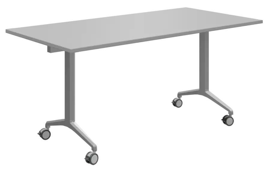 SLKP 160/80 pojízdný skládací stůl, nohy stříbrný lak, deska 25 mm, široký 1600 mm, šedá