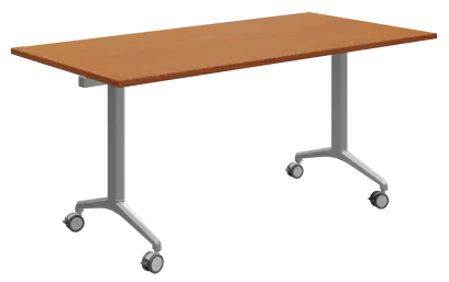SLKP 160/80 pojízdný skládací stůl, nohy stříbrný lak, deska 25 mm, široký 1600 mm, třešeň šumavská