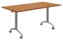 SLKP 160/80 pojízdný skládací stůl, nohy stříbrný lak, deska 25 mm, široký 1600 mm, třešeň šumavská