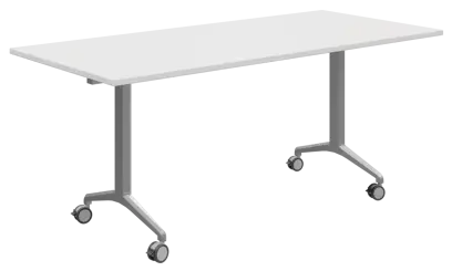 SLKP 180/80 pojízdný skládací stůl, nohy stříbrný lak, deska 25 mm, široký 1800 mm, bílá