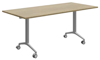 SLKP 180/80 pojízdný skládací stůl, nohy stříbrný lak, deska 25 mm, široký 1800 mm, dub bardolino