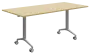 SLKP 180/80 pojízdný skládací stůl, nohy stříbrný lak, deska 25 mm, široký 1800 mm, javor horský