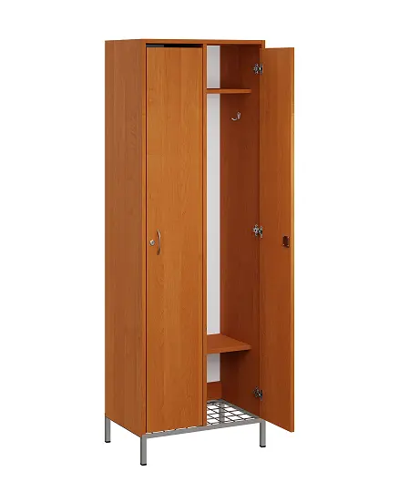 SSR - 180 - 60 šatní skříň dřevěná, 2-dveřová, háček, 1800 x 600 x 400, kovové nohy s roštem, olše jantar