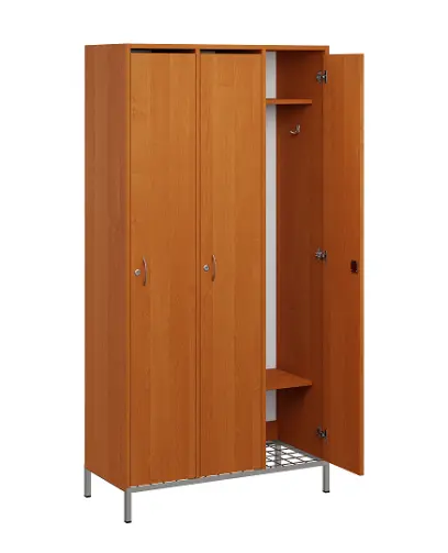 SSR - 180 - 90 šatní skříň dřevěná, 3-dveřová, háček, 1800 x 900 x 400, kovové nohy s roštem, olše jantar