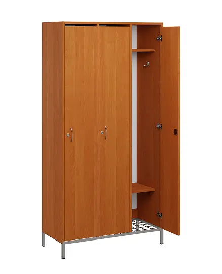 SSR - 180 - 90 šatní skříň dřevěná, 3-dveřová, háček, 1800 x 900 x 400, kovové nohy s roštem, olše jantar