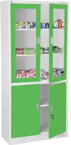 JP - 910 NX skříň kovová prosklená, 1950x900x400 mm, bílá/zelená