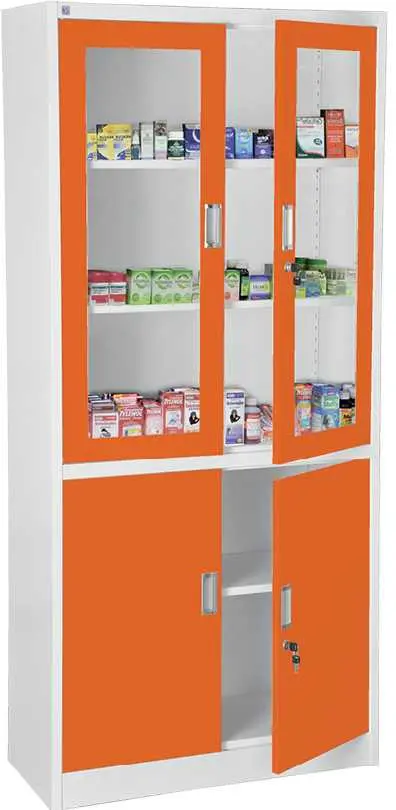 JP - 910 NX skříň kovová prosklená, 1950x900x400 mm, bílá/oranžová