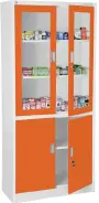 JP - 910 NX skříň kovová prosklená, 1950x900x400 mm, bílá/oranžová