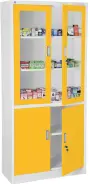 JP - 910 NX skříň kovová prosklená, 1950x900x400 mm, bílá/žlutá