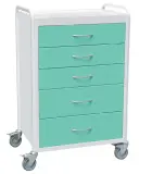 OV - 75 vozík 5-zásuvkový, šířka 700 mm, bílý/tyrkysový