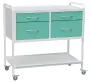 OV - 94 vozík 4-zásuvkový, šířka 900 mm, bílý/tyrkysový