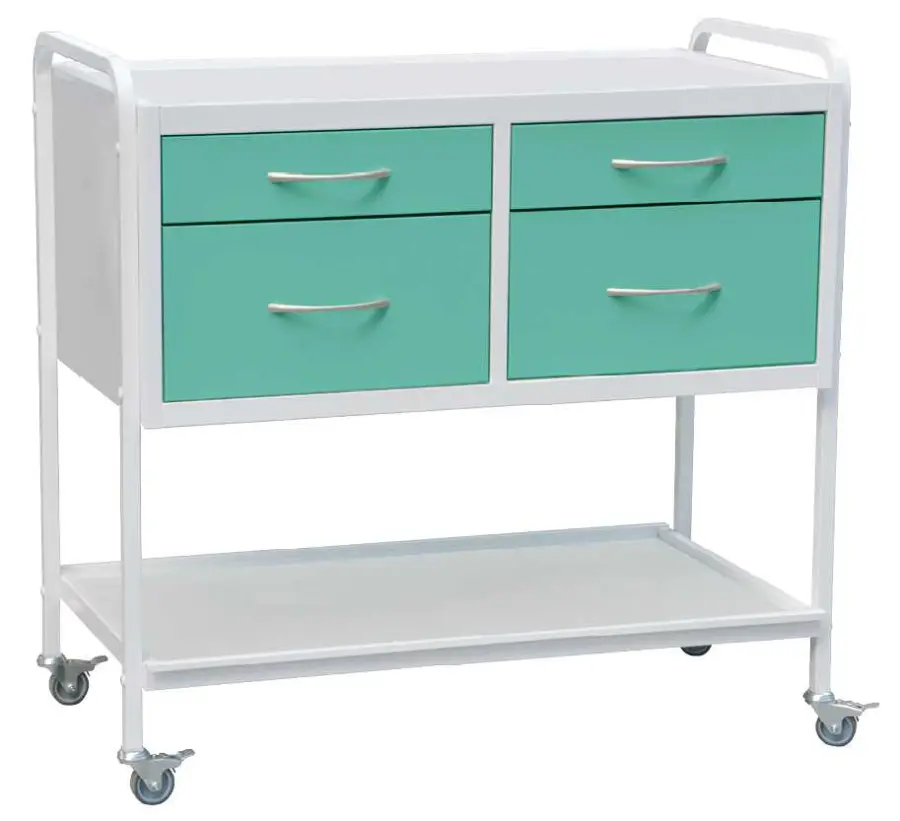 OV - 94 vozík 4-zásuvkový, šířka 900 mm, bílý/tyrkysový
