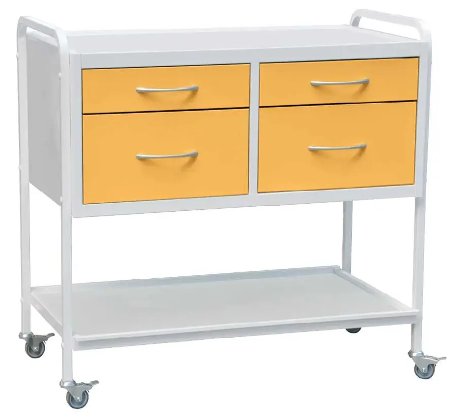 OV - 94 vozík 4-zásuvkový, šířka 900 mm, bílý/žlutý