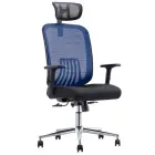 MONTANA židle kancelářská, podhlavník, látka černá/MESH modrá