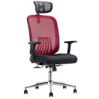MONTANA židle kancelářská, podhlavník, látka černá/MESH červená