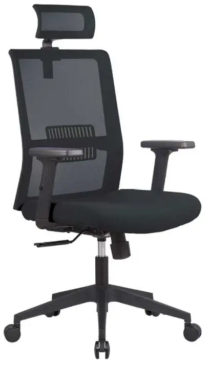 DAREN kancelářská židle s podhlavníkem, kříž nylon, černá