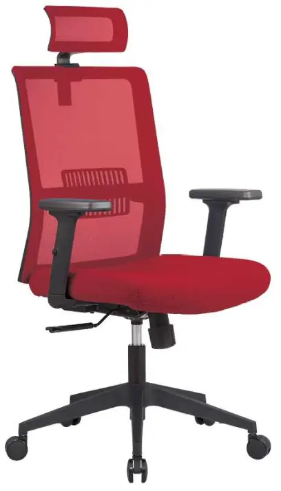 DAREN kancelářská židle s podhlavníkem, kříž nylon, červená