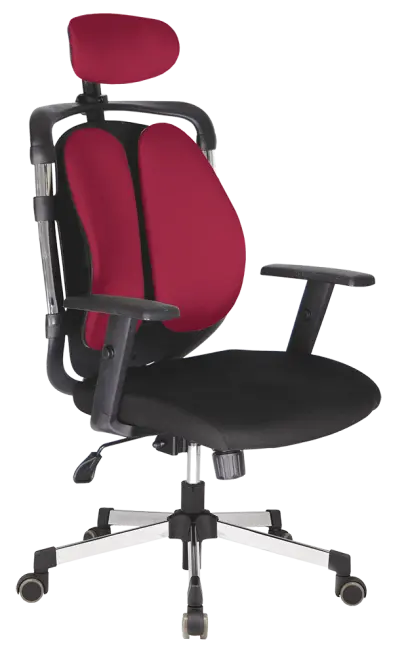 WING křeslo kancelářské, stavitelné područky, kříž chrom, látka černá/červená
