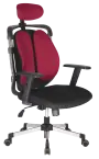 WING křeslo kancelářské, stavitelné područky, kříž chrom, látka černá/červená