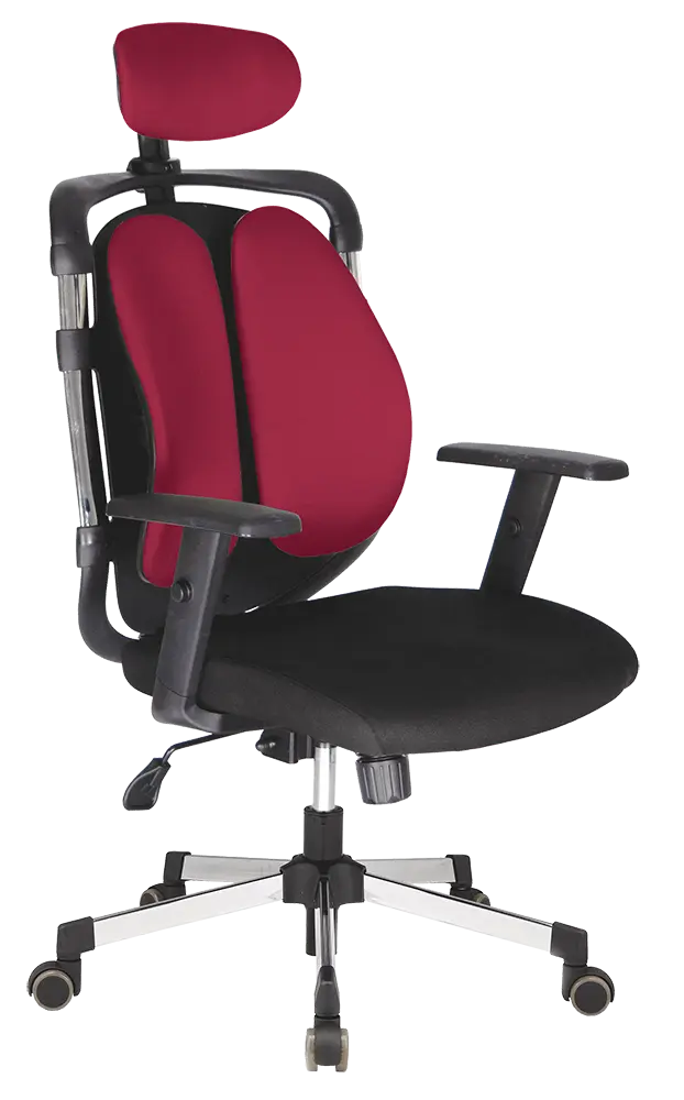 WING křeslo kancelářské, stavitelné područky, kříž chrom, látka černá/červená