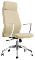 VELVET židle kancelářská, vysoký opěrák, PU krémová