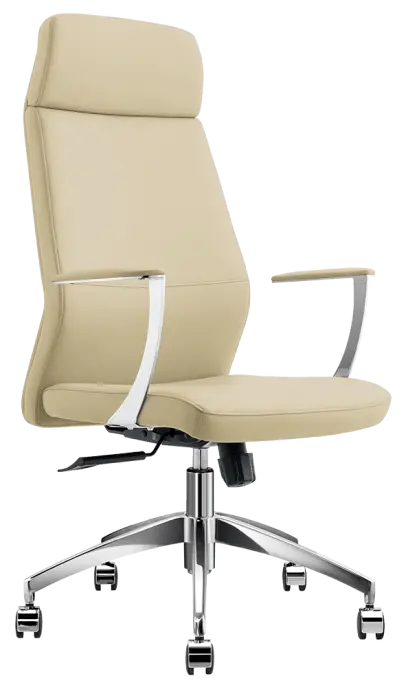 VELVET židle kancelářská, vysoký opěrák, PU krémová