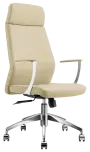 VELVET židle kancelářská, vysoký opěrák, PU krémová