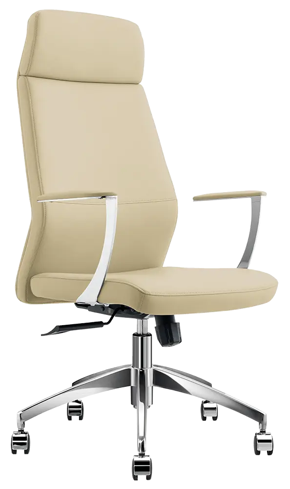 VELVET židle kancelářská, vysoký opěrák, PU krémová