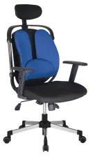 WING PLUS křeslo kancelářské, bederní opěrka, látka černá/modrá