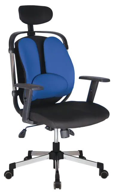 WING PLUS křeslo kancelářské, bederní opěrka, látka černá/modrá